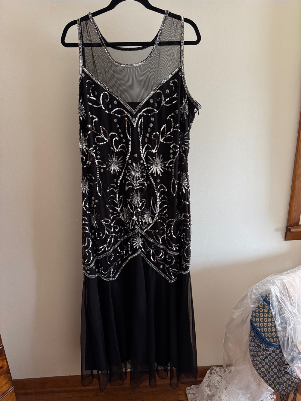 Simply Be Black Dress with Silver Sequin Embellishment